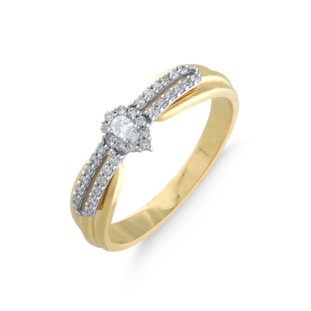 18 AYAR GOLD VE BEYAZ ALTIN 0,23 KARAT DAMLA PIRLANTA YÜZÜK					 - 2