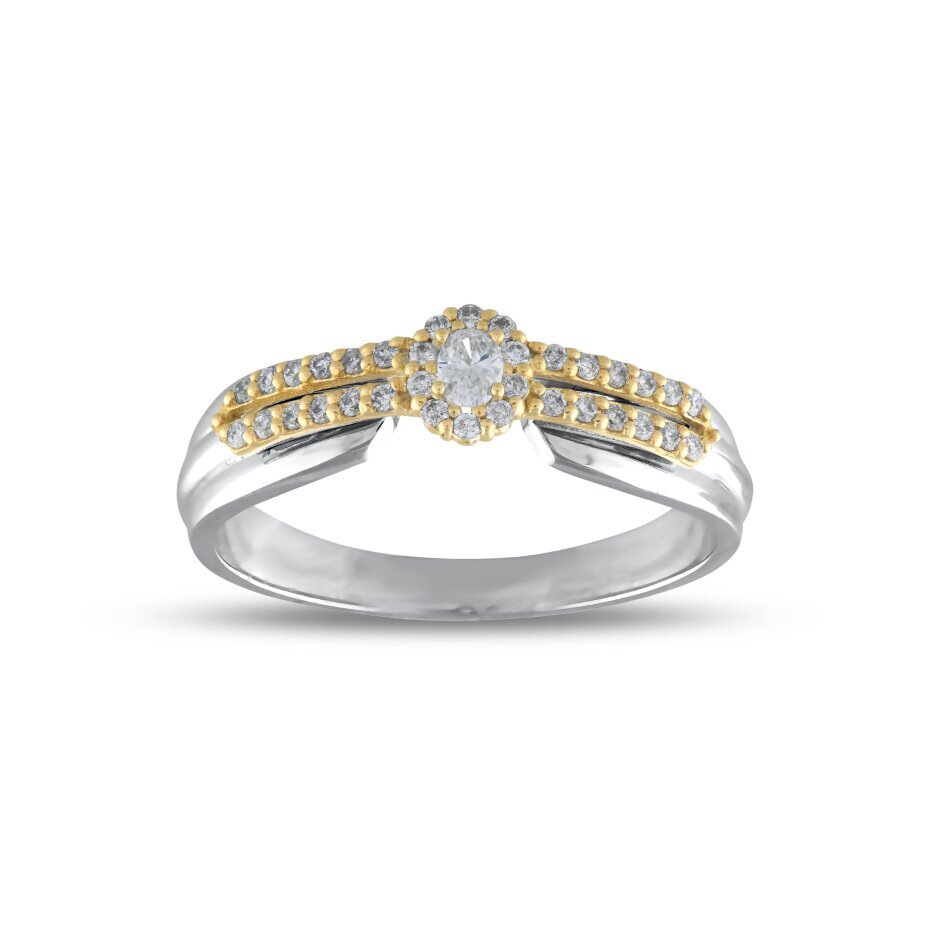 18 AYAR GOLD VE BEYAZ ALTIN 0,21 KARAT OVAL PIRLANTA YÜZÜK					 - 