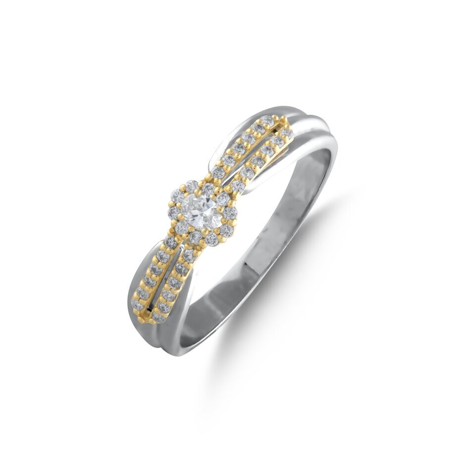 18 AYAR GOLD VE BEYAZ ALTIN 0,21 KARAT OVAL PIRLANTA YÜZÜK					 - (1)