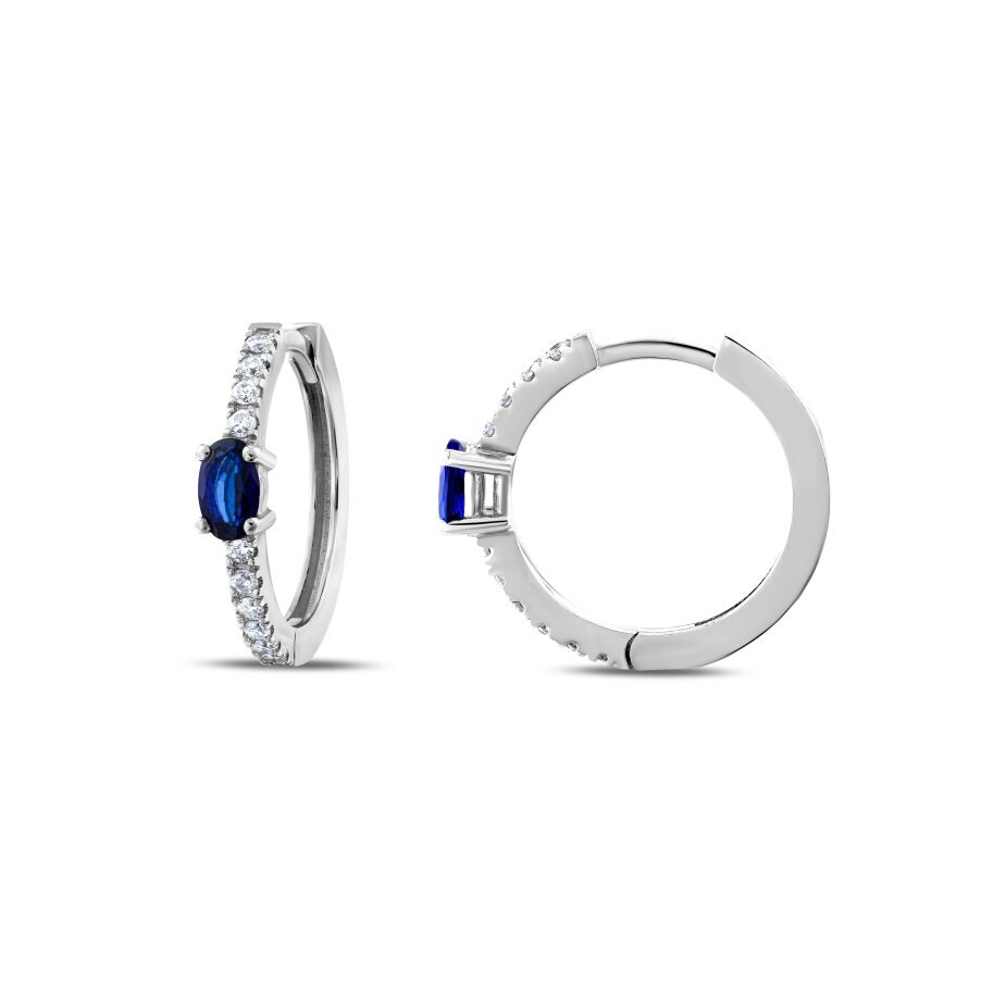 18 AYAR BEYAZ ALTIN 0,83 KARAT PIRLANTA SAFİR KÜPE					 - (1)