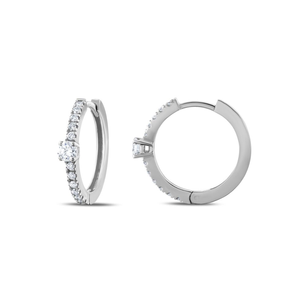 18 AYAR BEYAZ ALTIN 0,55 KARAT PIRLANTA KÜPE					 - 2