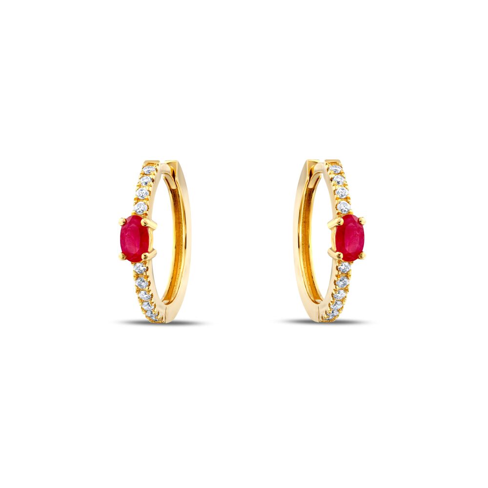 18 AYAR GOLD ALTIN 0,87 KARAT PIRLANTA YAKUT KÜPE					 - 1