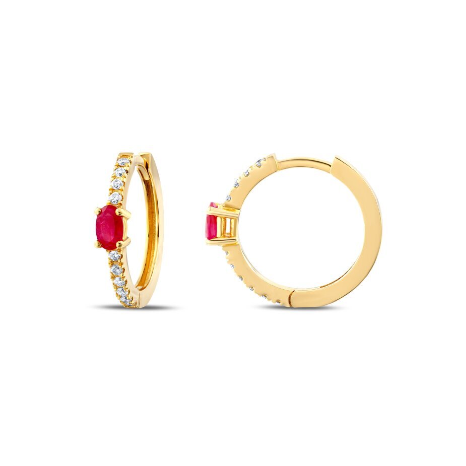 18 AYAR GOLD ALTIN 0,87 KARAT PIRLANTA YAKUT KÜPE					 - (1)