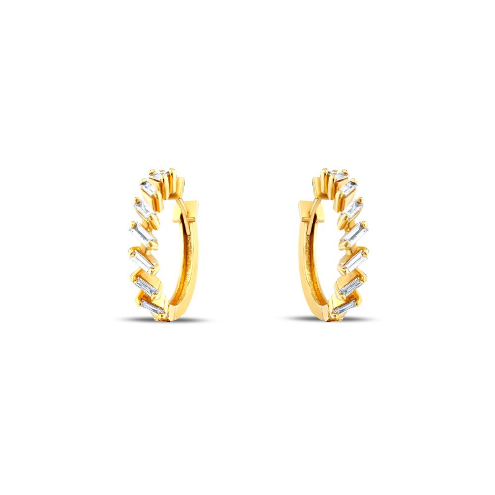 18 AYAR GOLD ALTIN 0,39 KARAT BAGET PIRLANTA KÜPE					 - 1