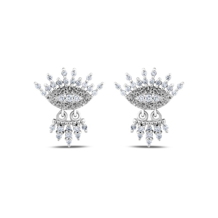 18 AYAR BEYAZ ALTIN 0,45 KARAT PIRLANTA KÜPE					 - 