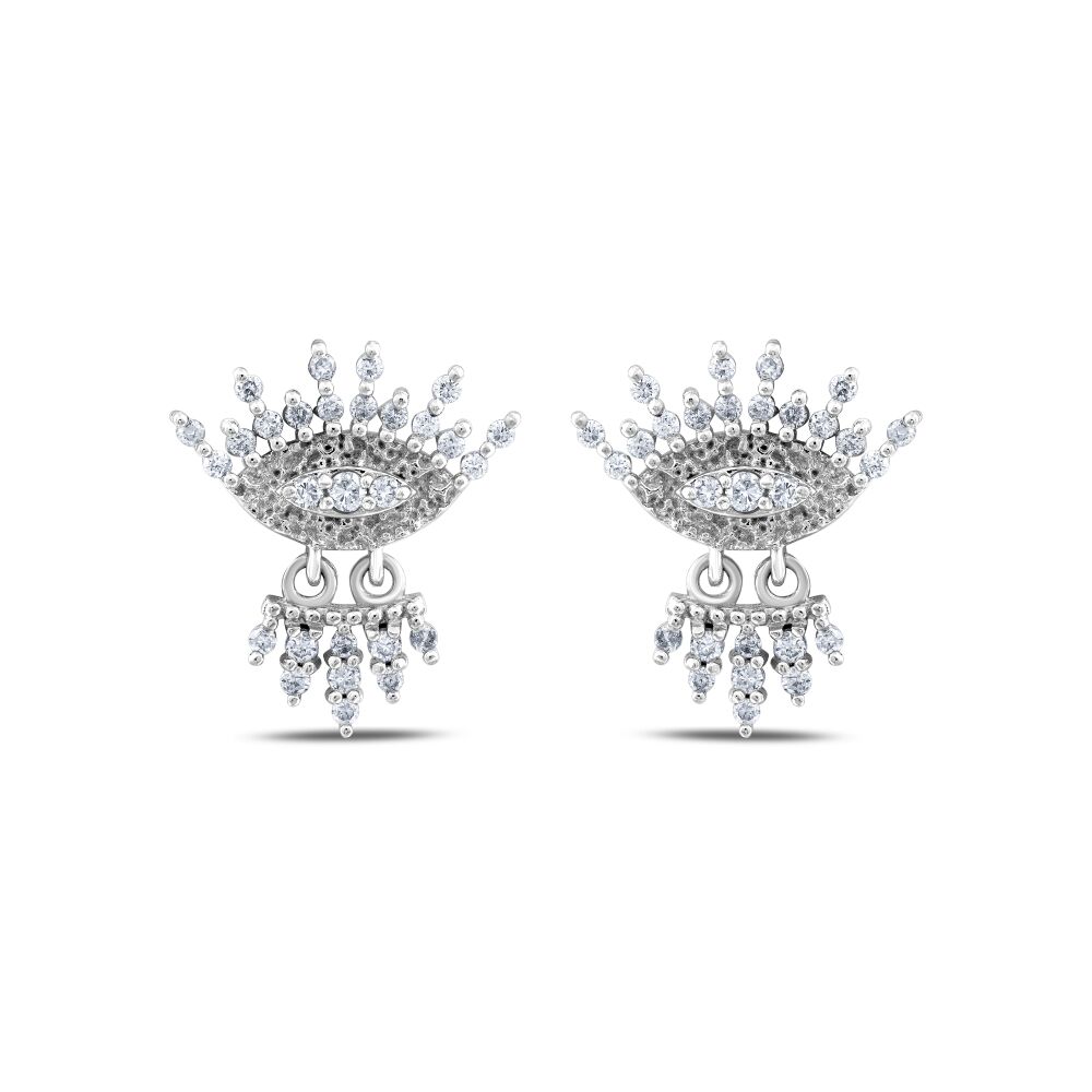 18 AYAR BEYAZ ALTIN 0,45 KARAT PIRLANTA KÜPE					 - 1