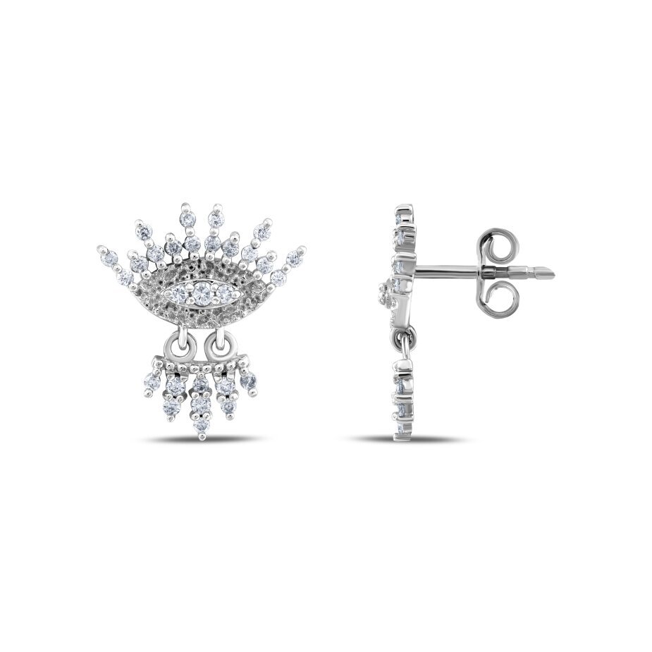 18 AYAR BEYAZ ALTIN 0,45 KARAT PIRLANTA KÜPE					 - (1)