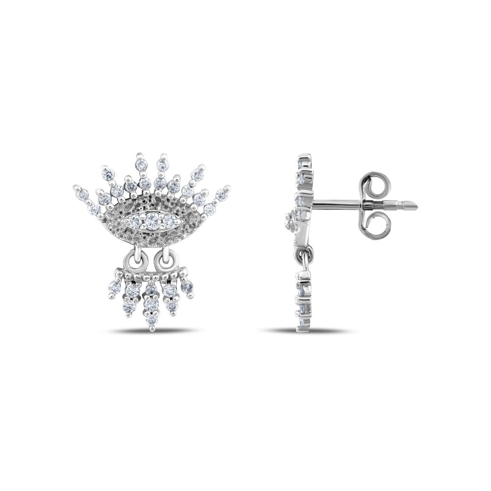 18 AYAR BEYAZ ALTIN 0,45 KARAT PIRLANTA KÜPE					 - 2