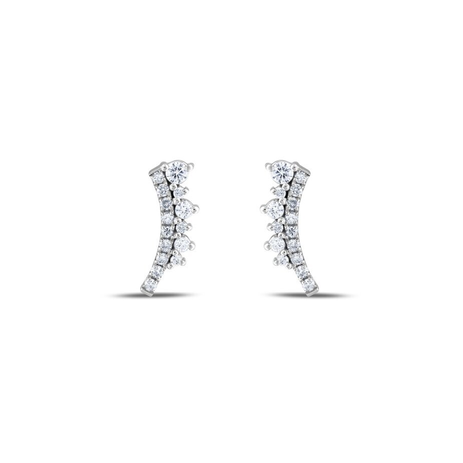 18 AYAR BEYAZ ALTIN 0,41 KARAT PIRLANTA KÜPE					 - 