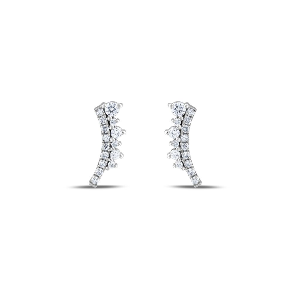 18 AYAR BEYAZ ALTIN 0,41 KARAT PIRLANTA KÜPE					 - 1