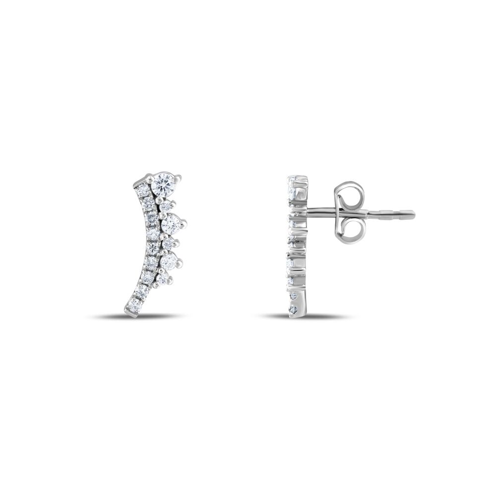 18 AYAR BEYAZ ALTIN 0,41 KARAT PIRLANTA KÜPE					 - 2