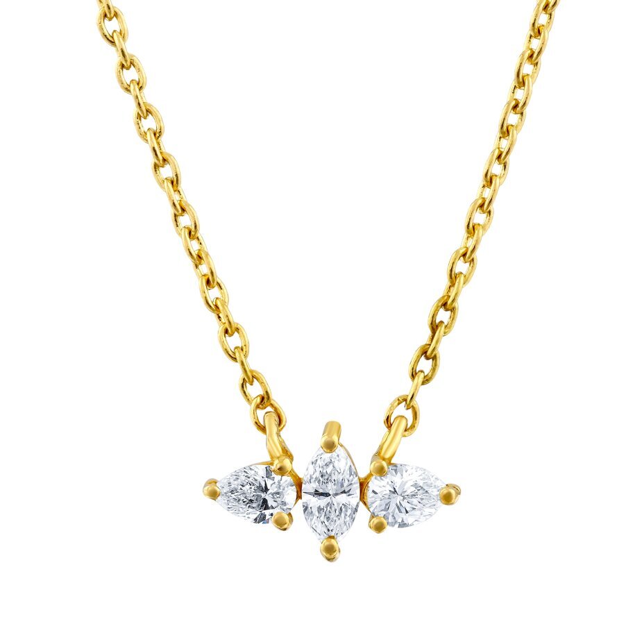 18 AYAR GOLD ALTIN 0,20 KARAT MARKİZ VE DAMLA PIRLANTA KOLYE					 - 