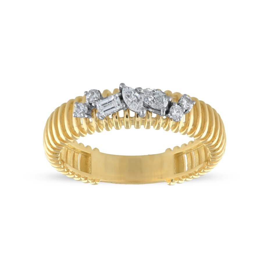 18 AYAR GOLD VE BEYAZ ALTIN 0,30 KARAT BAGET VE MARKİZ PIRLANTA YÜZÜK					 - 