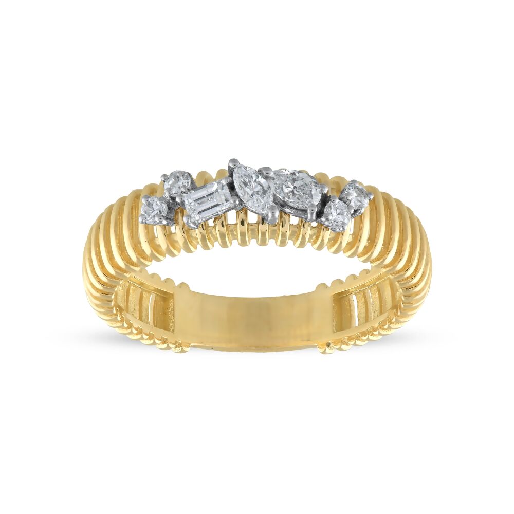 18 AYAR GOLD VE BEYAZ ALTIN 0,30 KARAT BAGET VE MARKİZ PIRLANTA YÜZÜK					 - 1