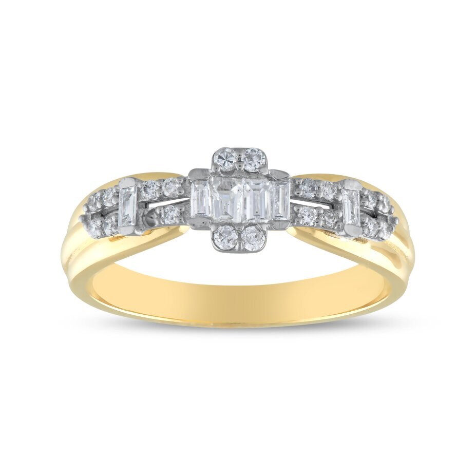 18 AYAR GOLD VE BEYAZ ALTIN 0,32 KARAT BAGET PIRLANTA YÜZÜK					 - 