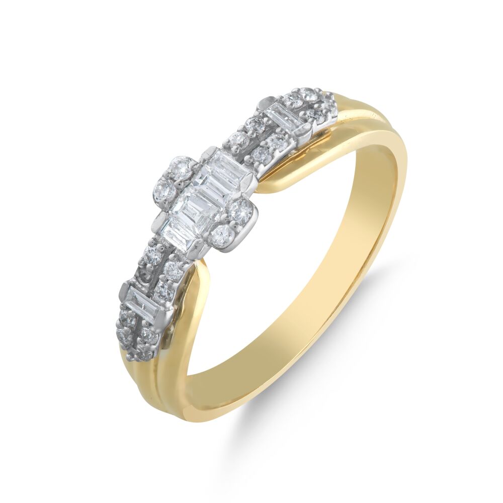 18 AYAR GOLD VE BEYAZ ALTIN 0,32 KARAT BAGET PIRLANTA YÜZÜK					 - 2