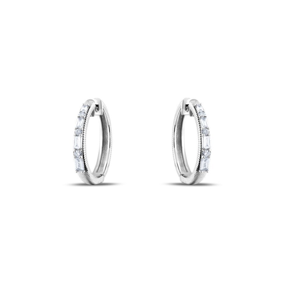 18 AYAR BEYAZ ALTIN 0,32 KARAT BAGET PIRLANTA KÜPE - 