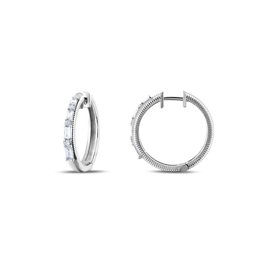 18 AYAR BEYAZ ALTIN 0,32 KARAT BAGET PIRLANTA KÜPE - (1)