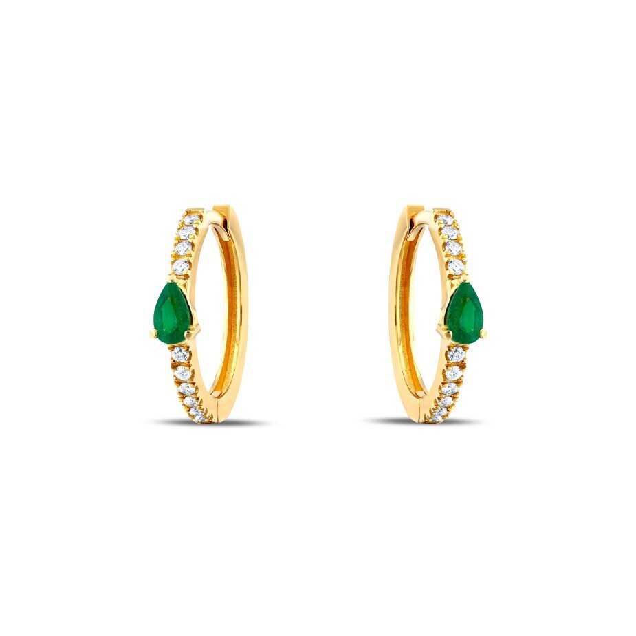 18 AYAR GOLD ALTIN 0,57 KARAT PIRLANTA ZÜMRÜT KÜPE					 - 