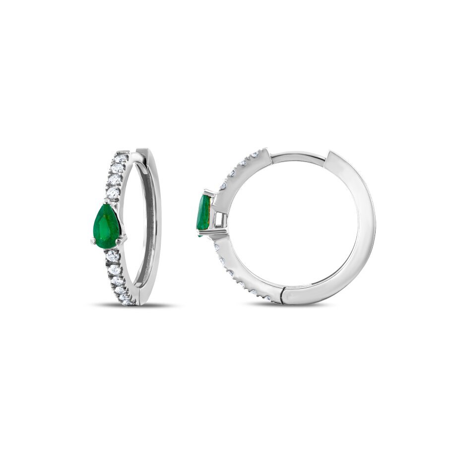 18 AYAR BEYAZ ALTIN 0,65 KARAT PIRLANTA ZÜMRÜT KÜPE					 - (1)