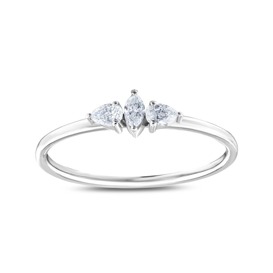 18 AYAR BEYAZ ALTIN 0,20 KARAT MARKİZ VE DAMLA PIRLANTA YÜZÜK					 - 