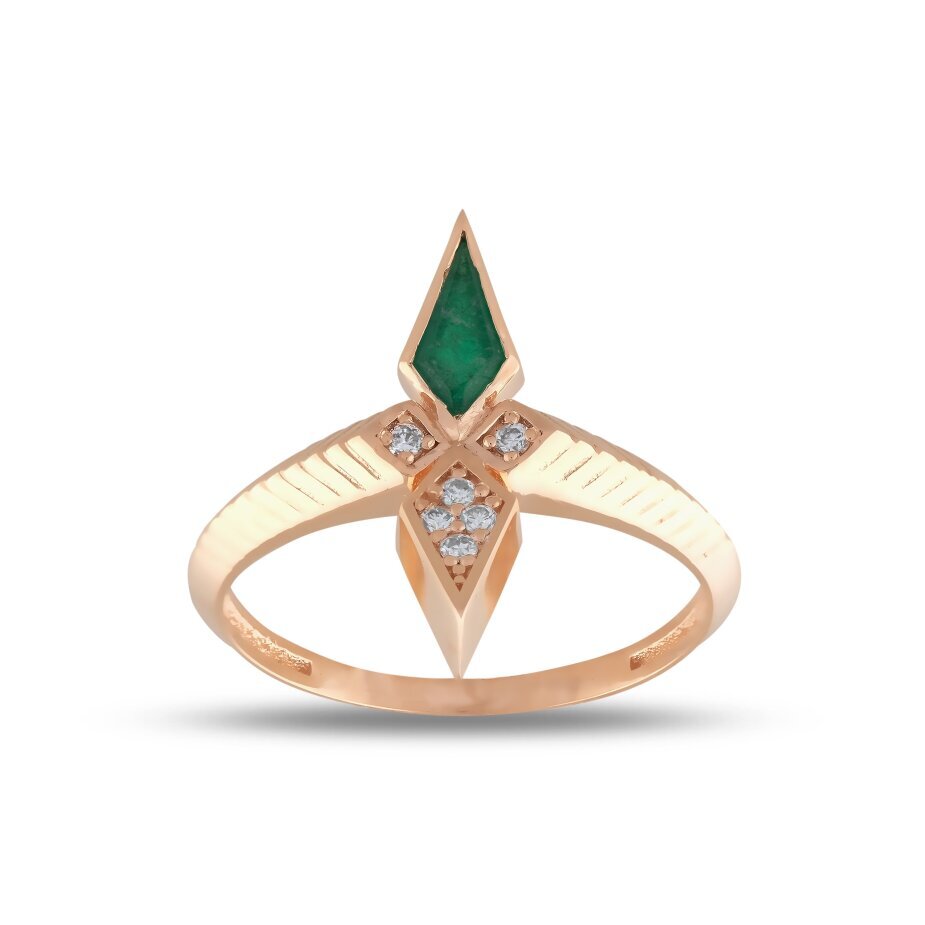 18 AYAR ROSE GOLD 0,26 KARAT ZÜMRÜT PIRLANTA YÜZÜK					 - 
