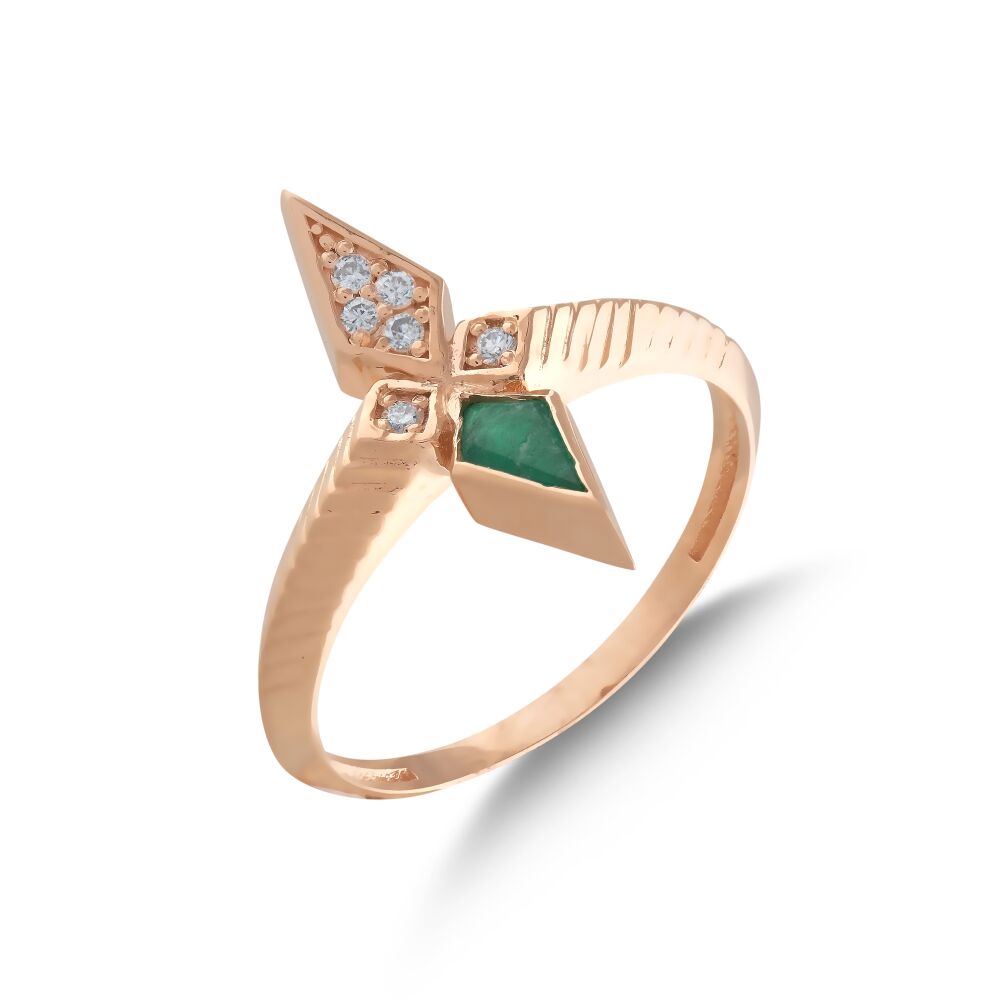 18 AYAR ROSE GOLD 0,26 KARAT ZÜMRÜT PIRLANTA YÜZÜK					 - 2