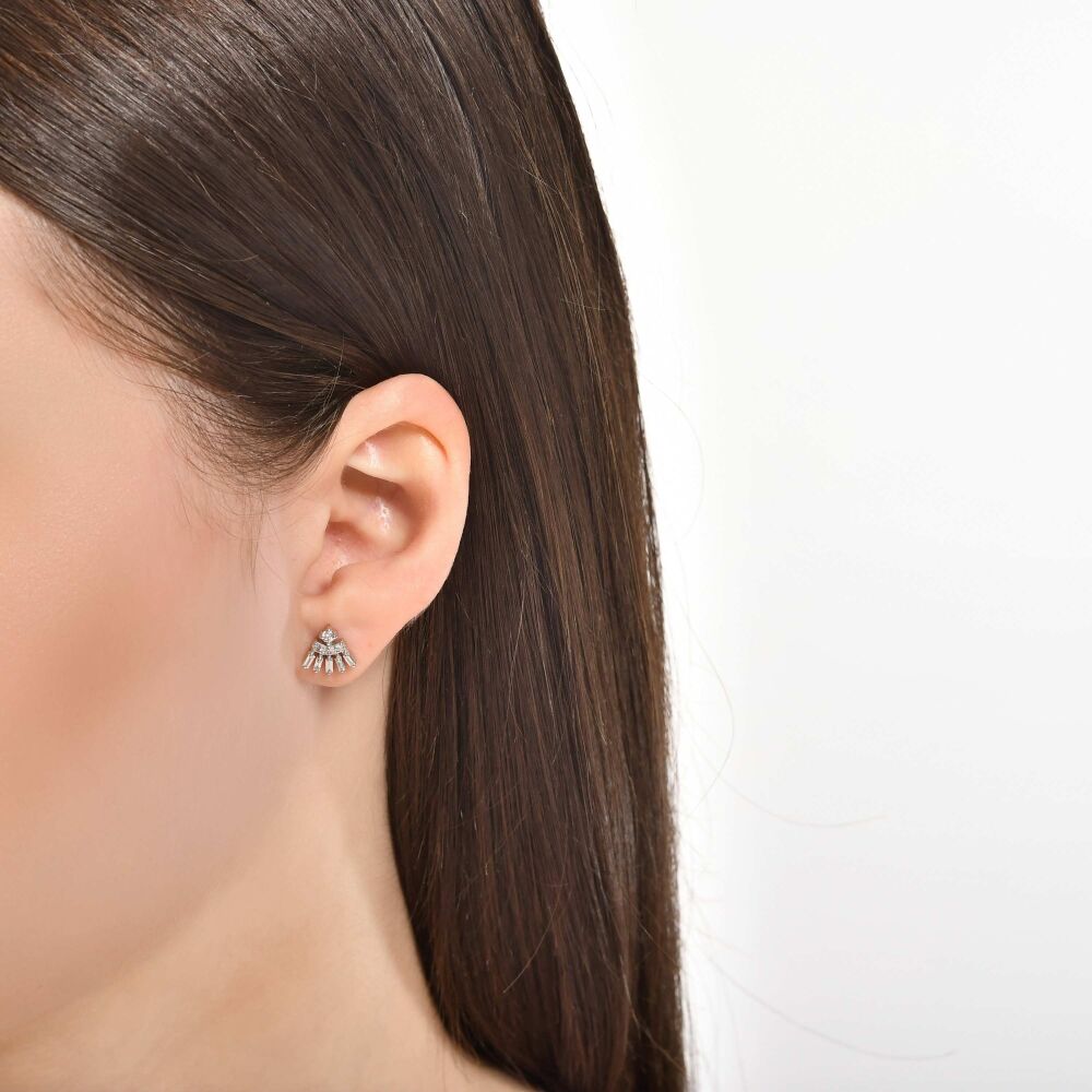 18 AYAR BEYAZ ALTIN 0,32 KARAT BAGET PIRLANTA KÜPE - 3