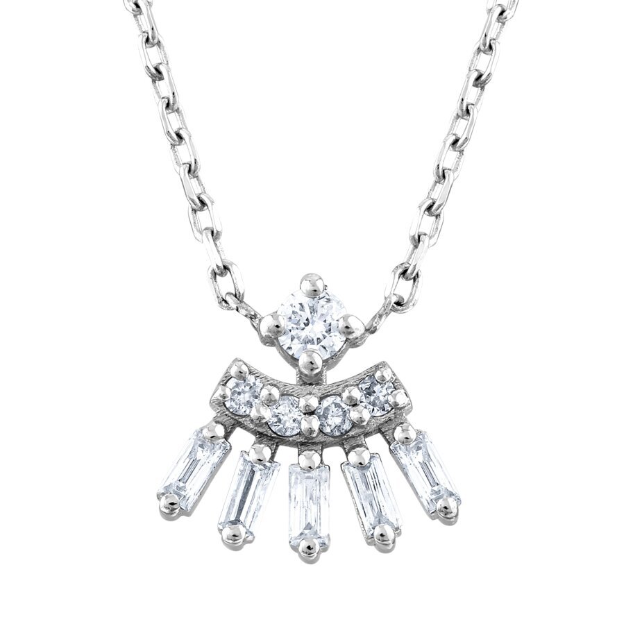 18 AYAR BEYAZ ALTIN 0.14 KARAT BAGET PIRLANTA KOLYE					 - 