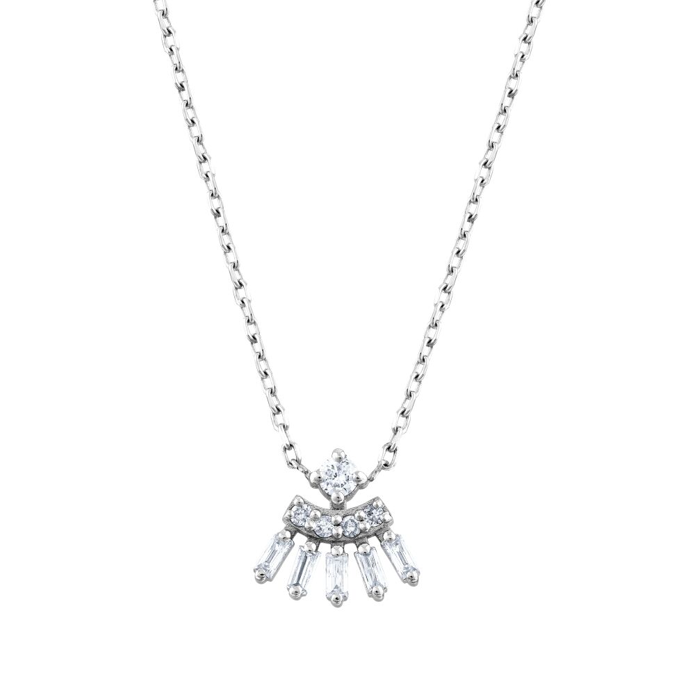 18 AYAR BEYAZ ALTIN 0.14 KARAT BAGET PIRLANTA KOLYE					 - 2