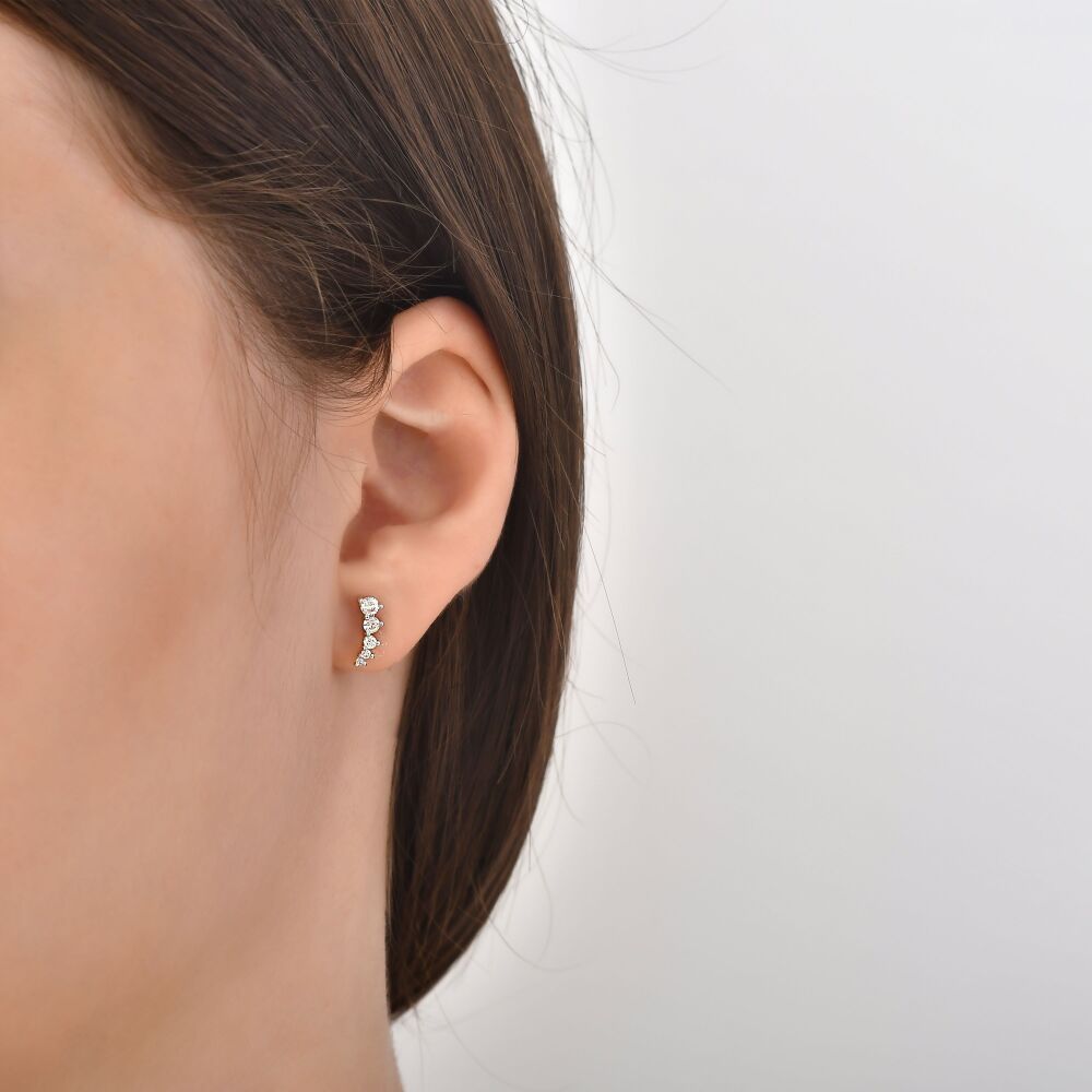 18 AYAR BEYAZ ALTIN 0,60 KARAT PIRLANTA KÜPE					 - 3