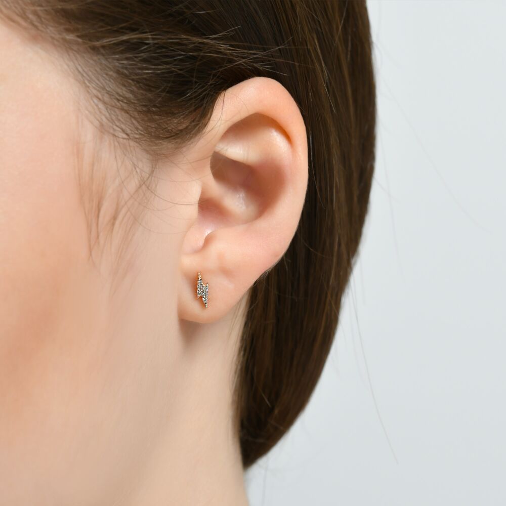 14 AYAR ROSE ALTIN 0,08 CT ŞİMŞEK PIRLANTA KÜPE							 - 3