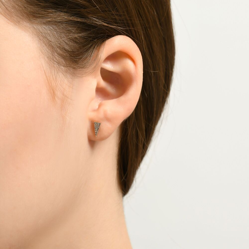 14 AYAR ROSE ALTIN 0,10 CT ÜÇGEN PIRLANTA KÜPE							 - 3