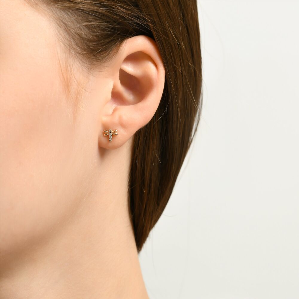 14 AYAR ROSE ALTIN 0,07 CT YUSUFÇUK PIRLANTA KÜPE					 - 3