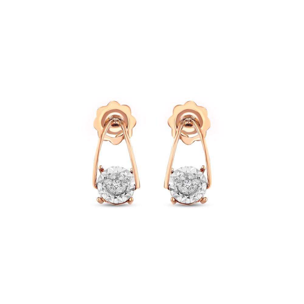  18 AYAR BEYAZ VE ROSE ALTIN 0,10 KARAT PIRLANTA KÜPE - 1