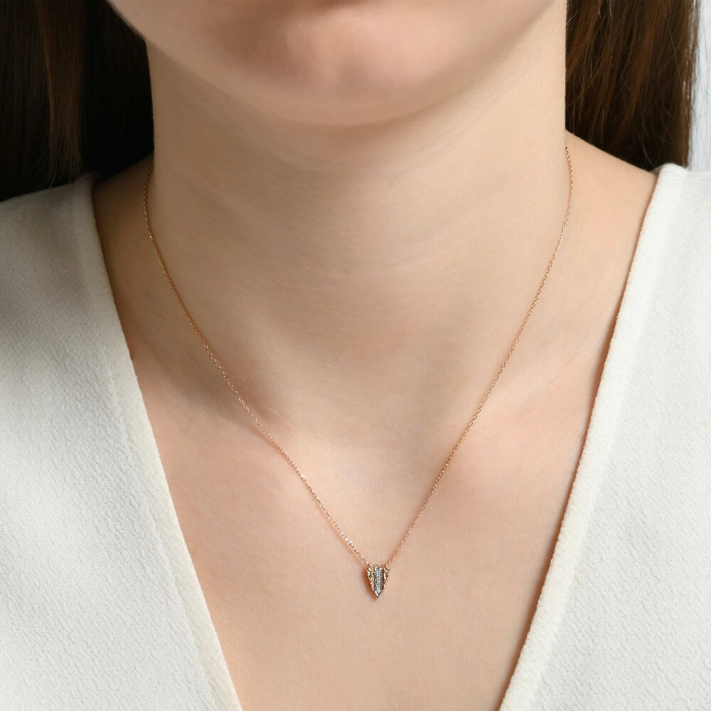 14 AYAR ROSE ALTIN 0,03 CT PIRLANTA KOLYE					 - 3