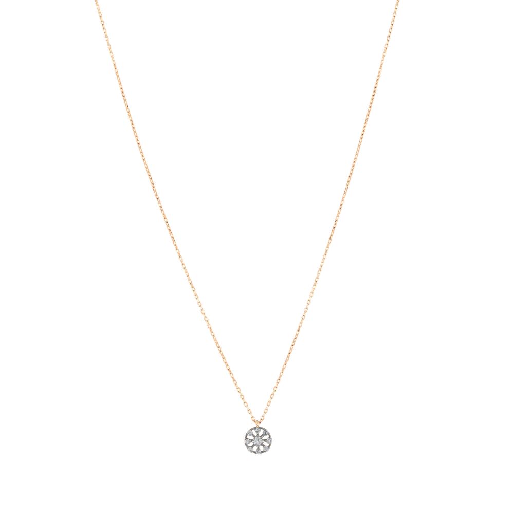 14 AYAR ROSE VE BEYAZ ALTIN 0,13 CT PIRLANTA KOLYE					 - 2