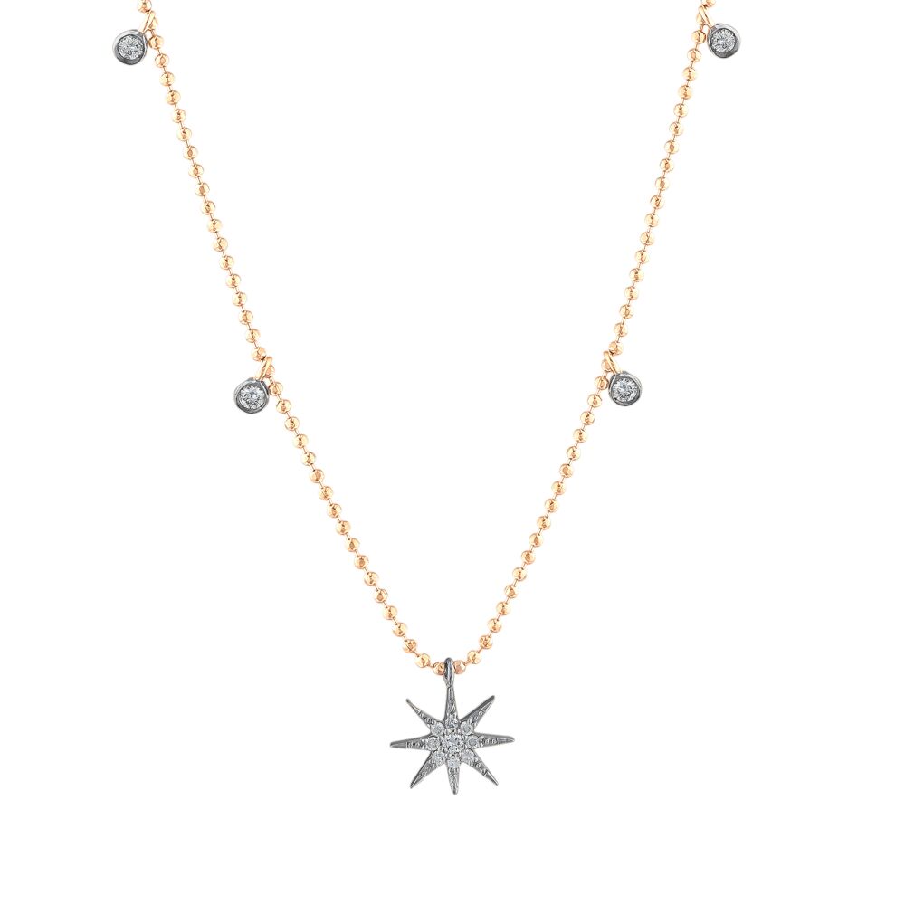 14 AYAR ROSE VE BEYAZ ALTIN 0,18 CT PIRLANTA KOLYE					 - 1