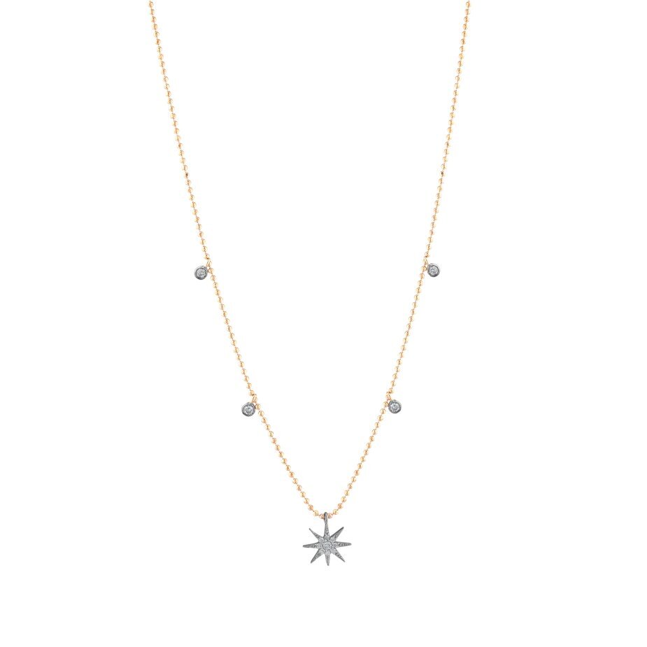 14 AYAR ROSE VE BEYAZ ALTIN 0,18 CT PIRLANTA KOLYE					 - (1)