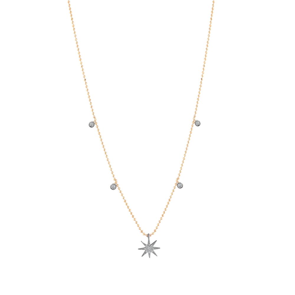 14 AYAR ROSE VE BEYAZ ALTIN 0,18 CT PIRLANTA KOLYE					 - 2