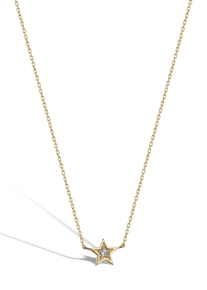 14 AYAR SARI ALTIN 0,02 CT YILDIZ PIRLANTA KOLYE					 - 1