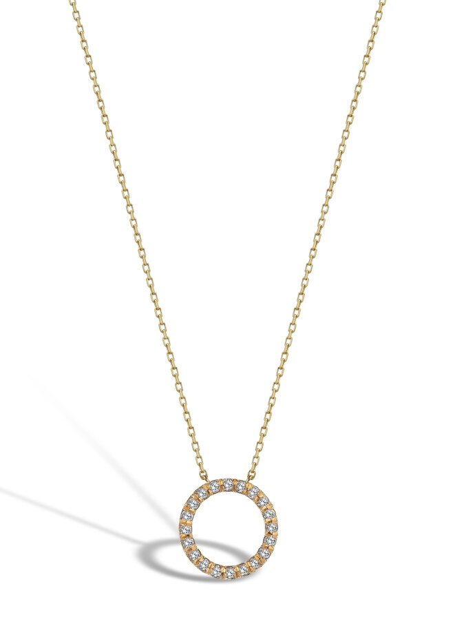 14 AYAR ROSE ALTIN 0,16 CT ÇEMBER PIRLANTA KOLYE					 - 