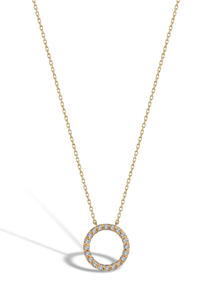 14 AYAR ROSE ALTIN 0,16 CT ÇEMBER PIRLANTA KOLYE					 - 1