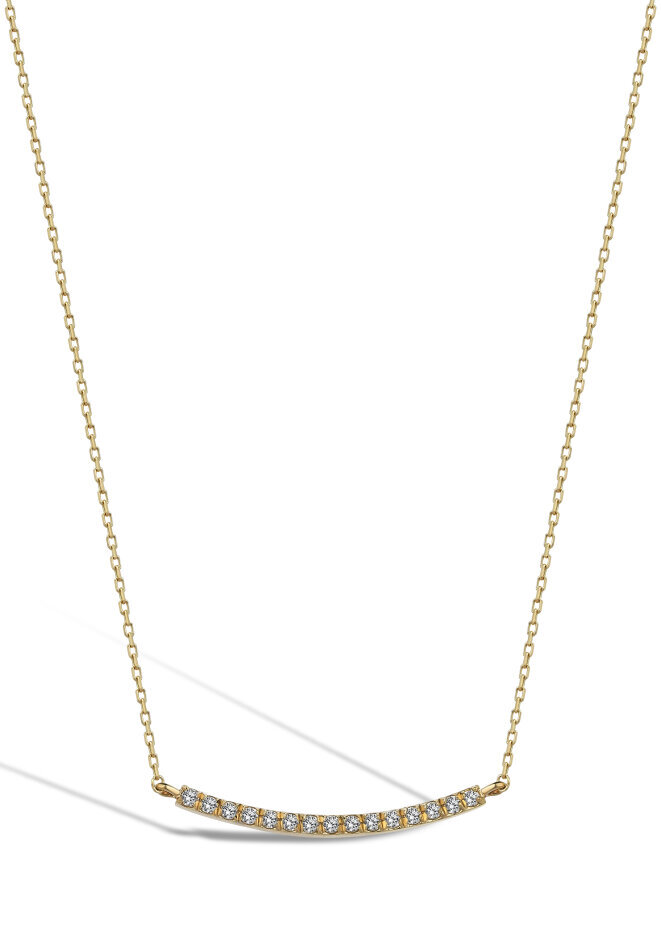 14 AYAR ROSE ALTIN 0,13 CT KAVİSLİ BAR PIRLANTA KOLYE					 - 