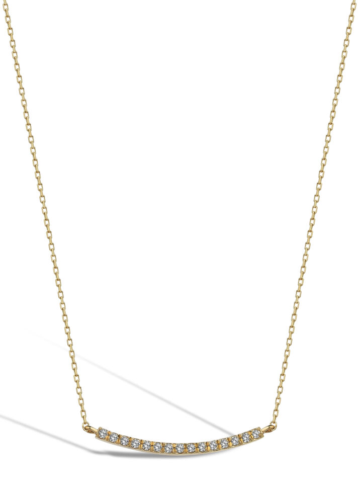 14 AYAR ROSE ALTIN 0,13 CT KAVİSLİ BAR PIRLANTA KOLYE					 - 1