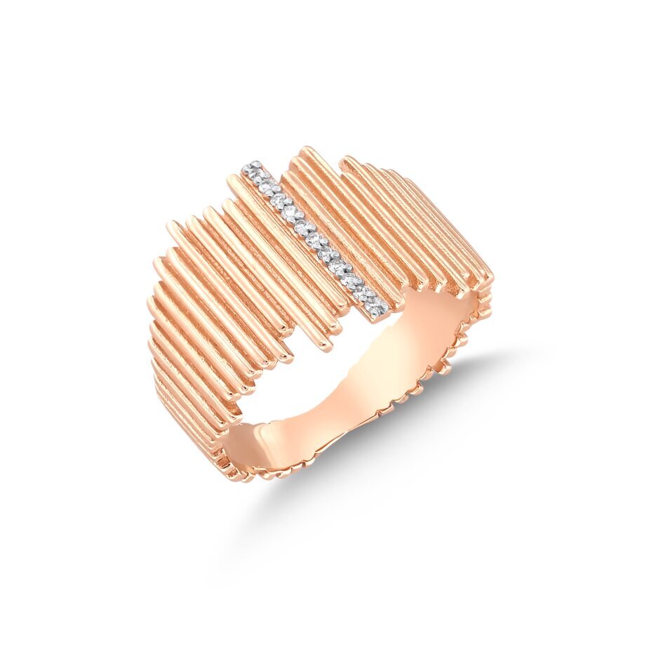 14 AYAR ROSE ALTIN 0,11 CT ZİG ZAG PIRLANTA YÜZÜK					 - 