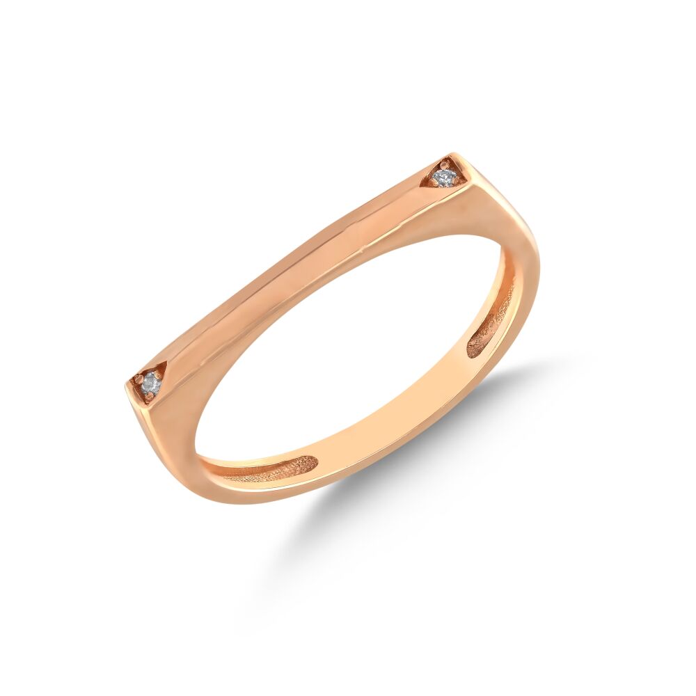 14 AYAR ROSE ALTIN 0,02 CT PIRLANTA YÜZÜK					 - 2