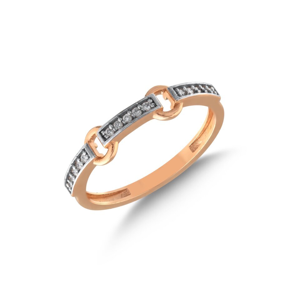 14 AYAR ROSE ALTIN 0,08 CT HALKALI YARIMTUR PIRLANTA YÜZÜK					 - (1)