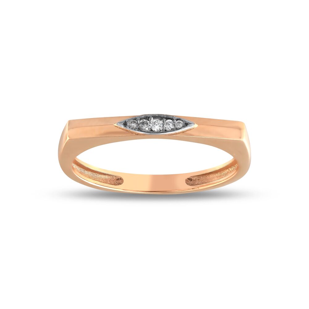 14 AYAR ROSE ALTIN 0,04 CT MARKİZ İKON BAR PIRLANTA YÜZÜK					 - 1