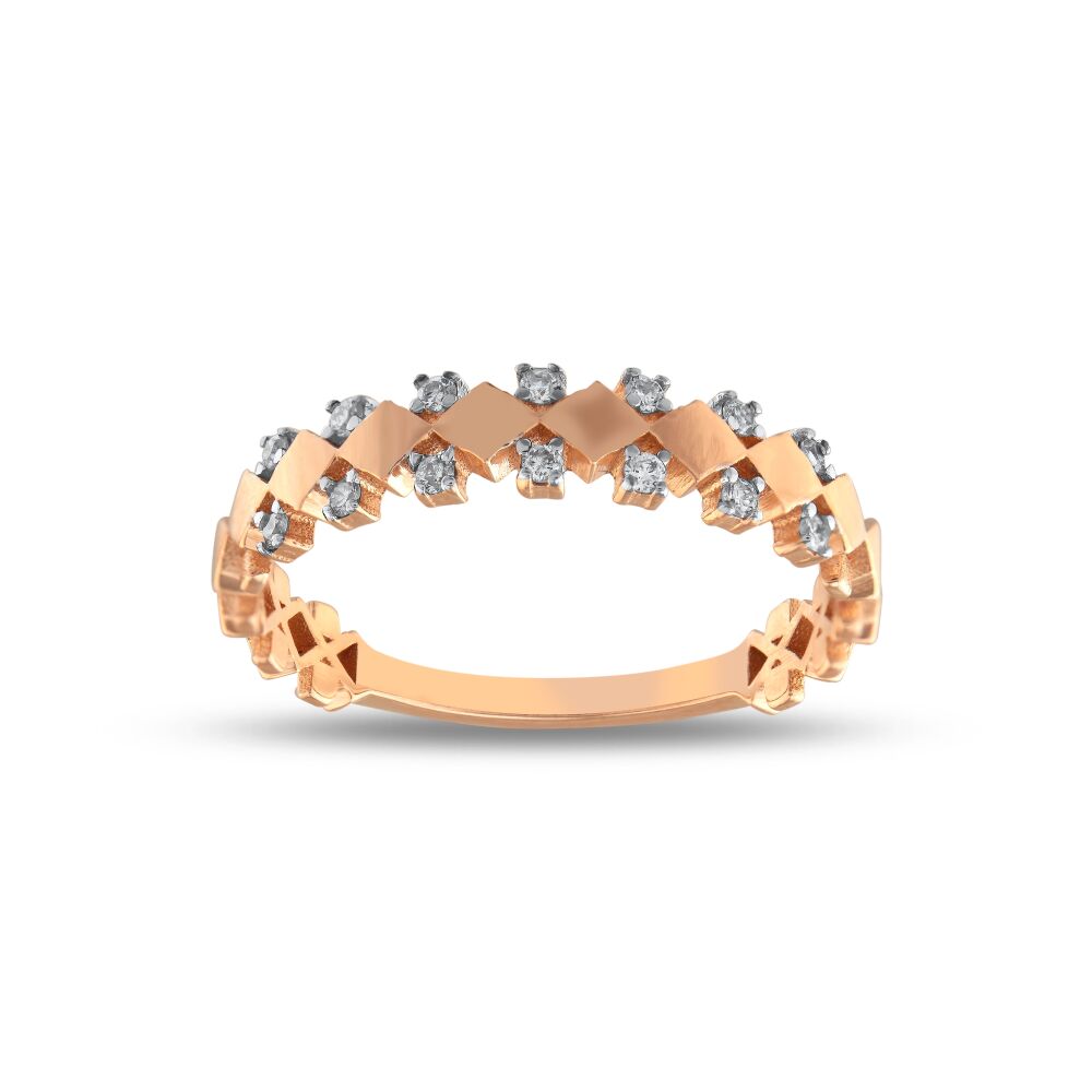 14 AYAR ROSE ALTIN 0,06 CT PIRLANTA YÜZÜK					 - 1